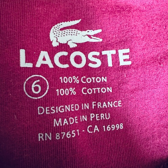 Lacoste Waffle Knit Thermal Shirt Mens 6 XL Purple Long Sleeve Cotton  Basic - Picture 4 of 8